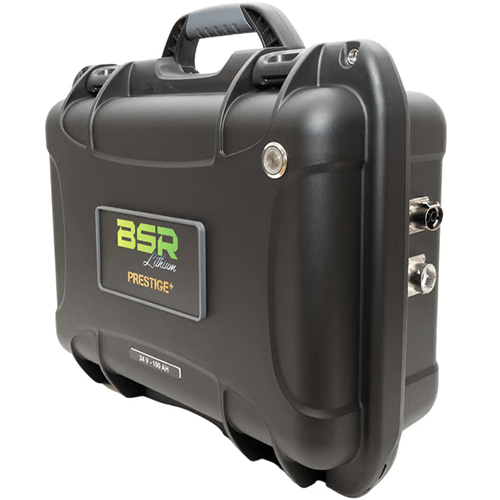 Caractéristiques et connectiques de la valise lithium BSR Prestige+ 24V 100A