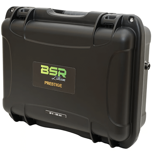 Caractéristiques et connectiques de la valise lithium BSR Prestige 36V 100A