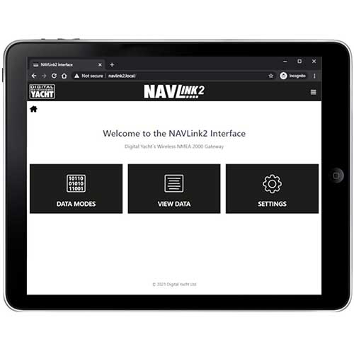 Interface web et configuration du serveur Digital yacht NavLink2