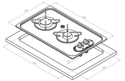 plaque de cuisson en inox NL22002