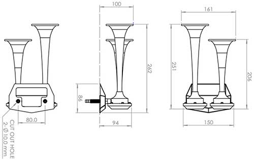 Avertisseur chromé avec 2 klaxon 12 V - Osculati