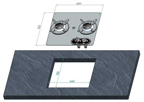 plaque de cuisson en inox 2 feux osculati dimensions