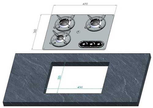 plaque de cuisson en inox 3 feux osculati dimensions