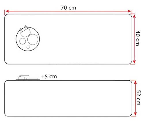 dimensions réservoir carburant inox 145 litres CAN SB
